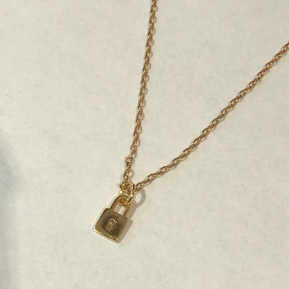 S925 Mini Gold Lock Necklace - Picture 3 of 4